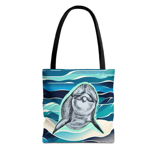 Curious Dolphin Tote Bag (AOP)