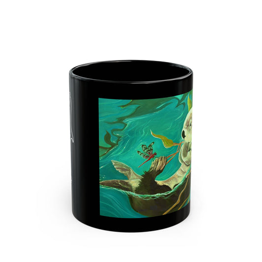 Otter and Dragonfly Black Mug (11oz, 15oz)