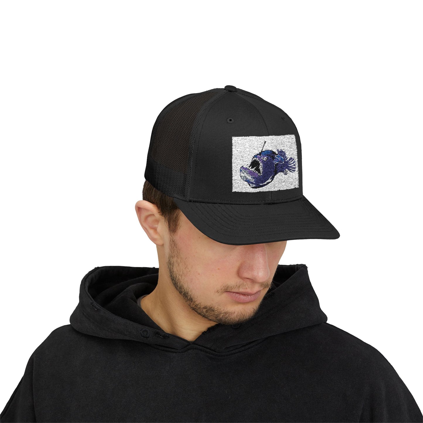 Angler Fish Embroidered Snapback Trucker Cap