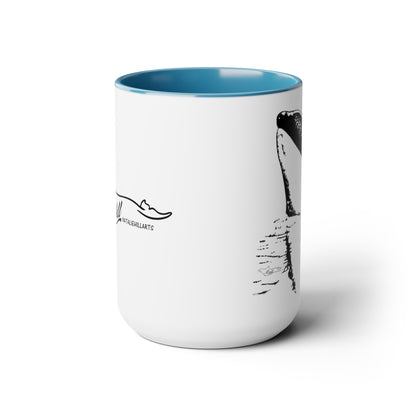 Tiki Treasure Orca Two-Tone Coffee Mugs, 15oz