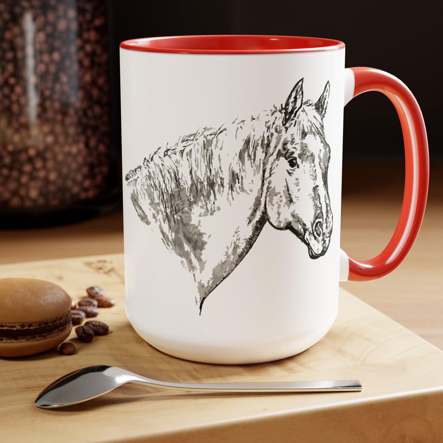 Horse Two-Tone Coffee Mugs, 15oz