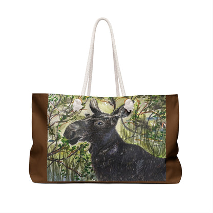 Hidden Springs Moose Watercolor Design Weekender Bag by Tracy Hill