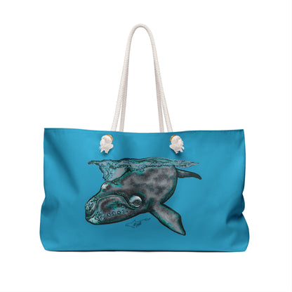 North Atlantic Right Whale Blue Weekender Bag