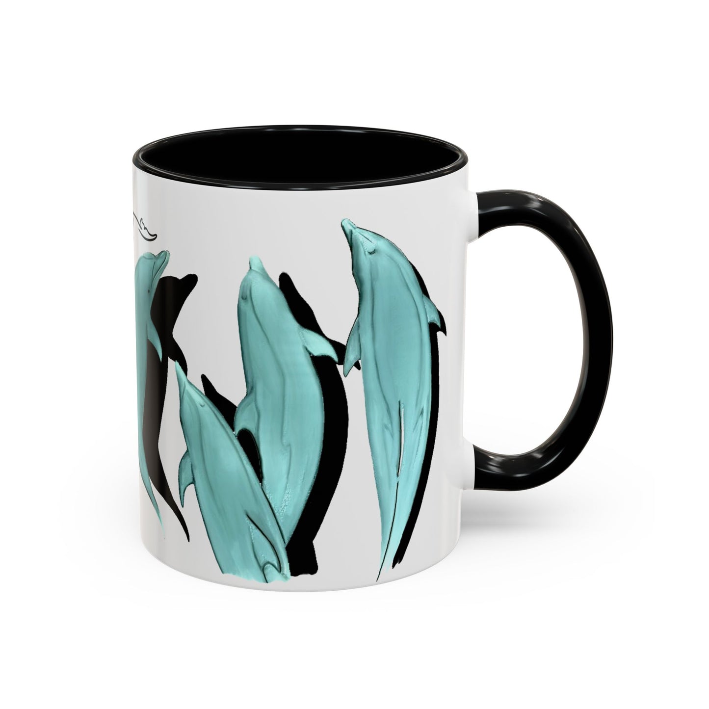 Dolphin Bow Ride Accent Coffee Mug (11, 15oz)