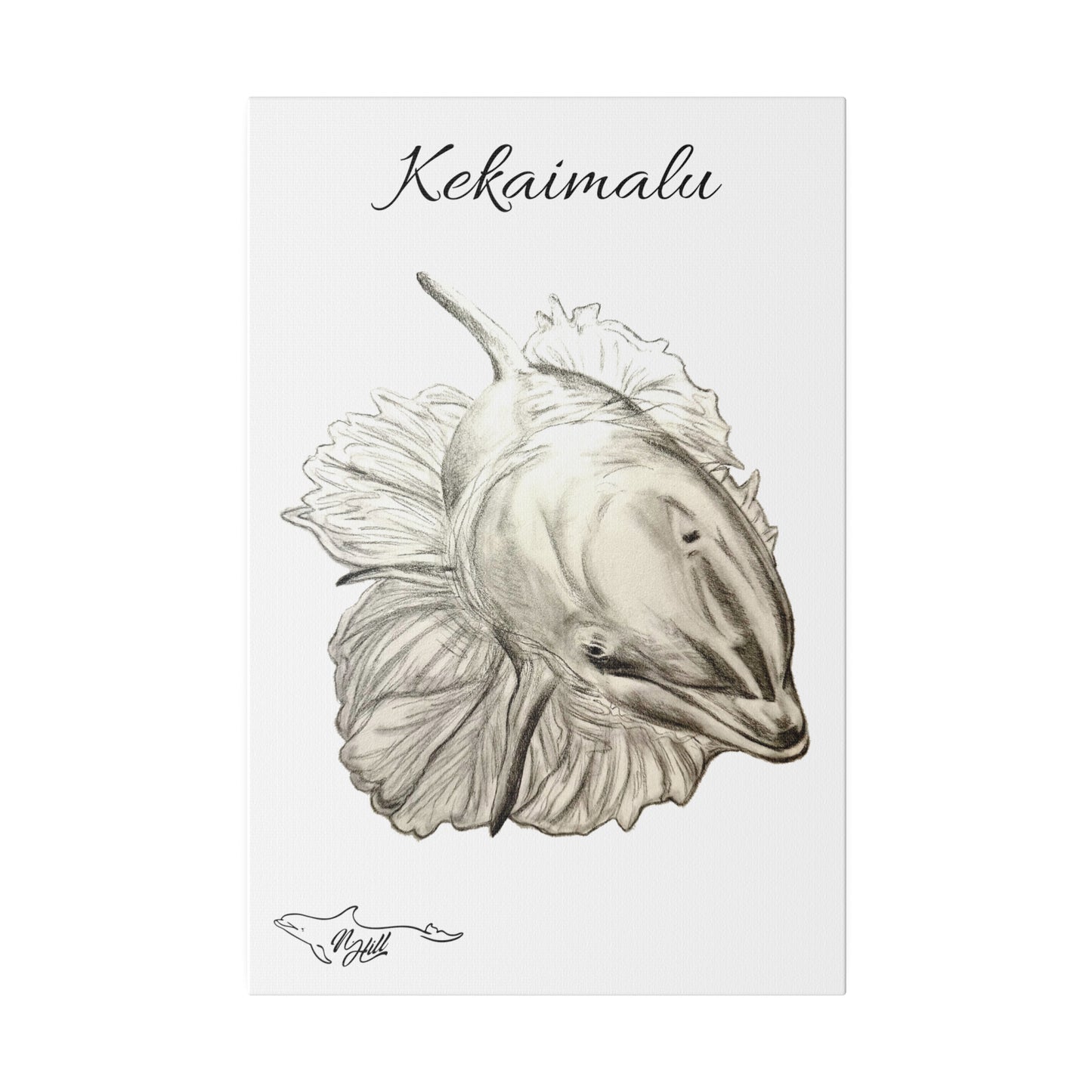 Kekaimalu Wholphin Matte Canvas 12" x 18", Stretched, 0.75"