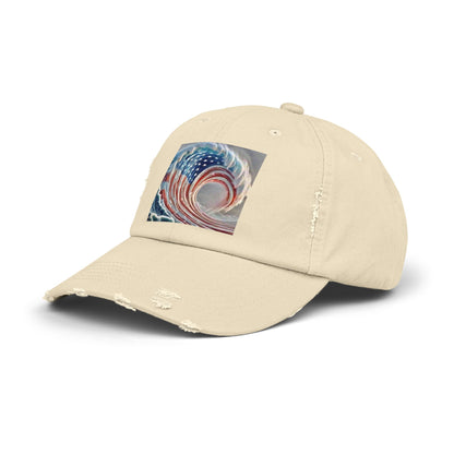 Flag Ocean Wave Unisex Distressed Cap