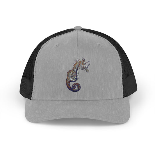 Sea Horse Embroidered Snapback Trucker Cap