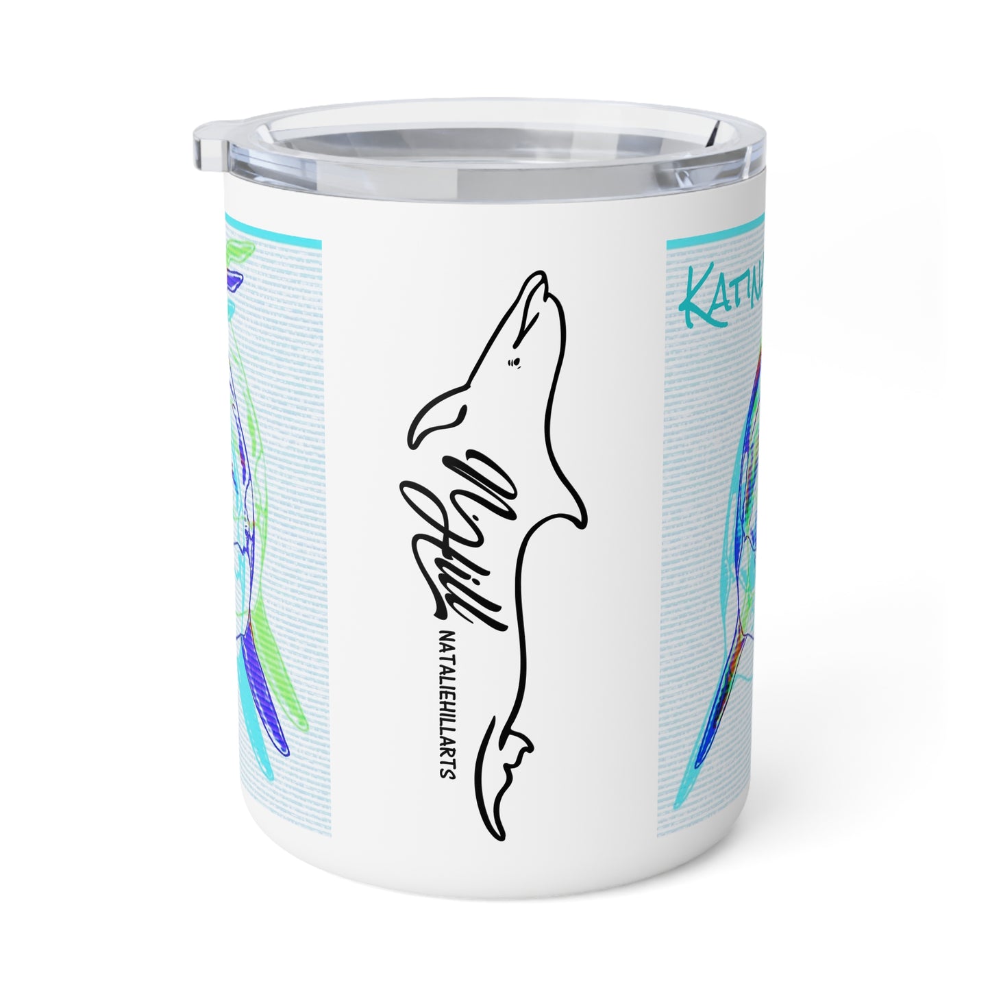 Katina Orca Whale Gestural Insulated Coffee Mug, 10oz