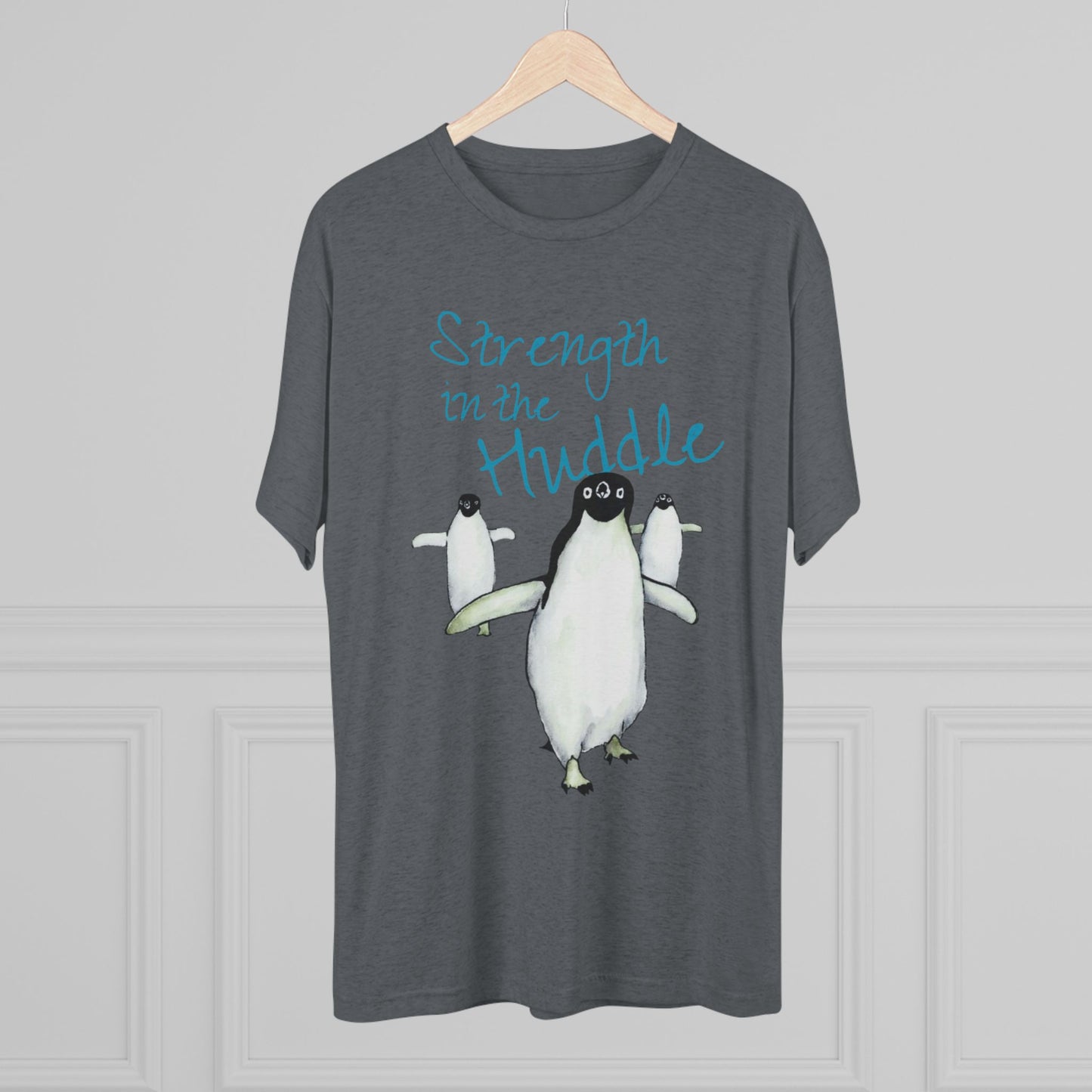 Strength in the Huddle Adélie Penguin Unisex Tri-Blend Crew Tee