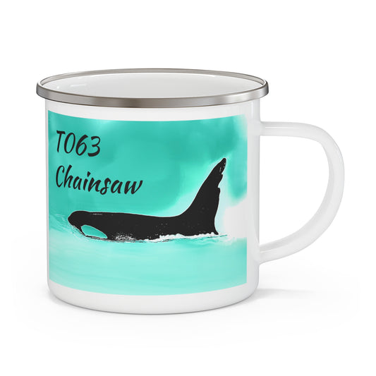 Chainsaw Orca Enamel Camping Mug