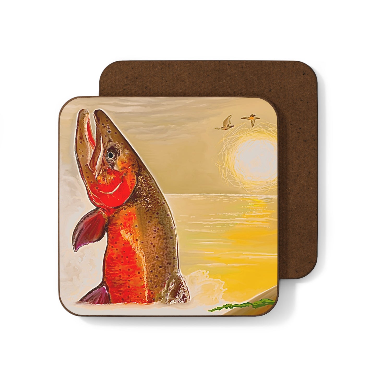 Cutthroat Trout Hardboard Back Coaster