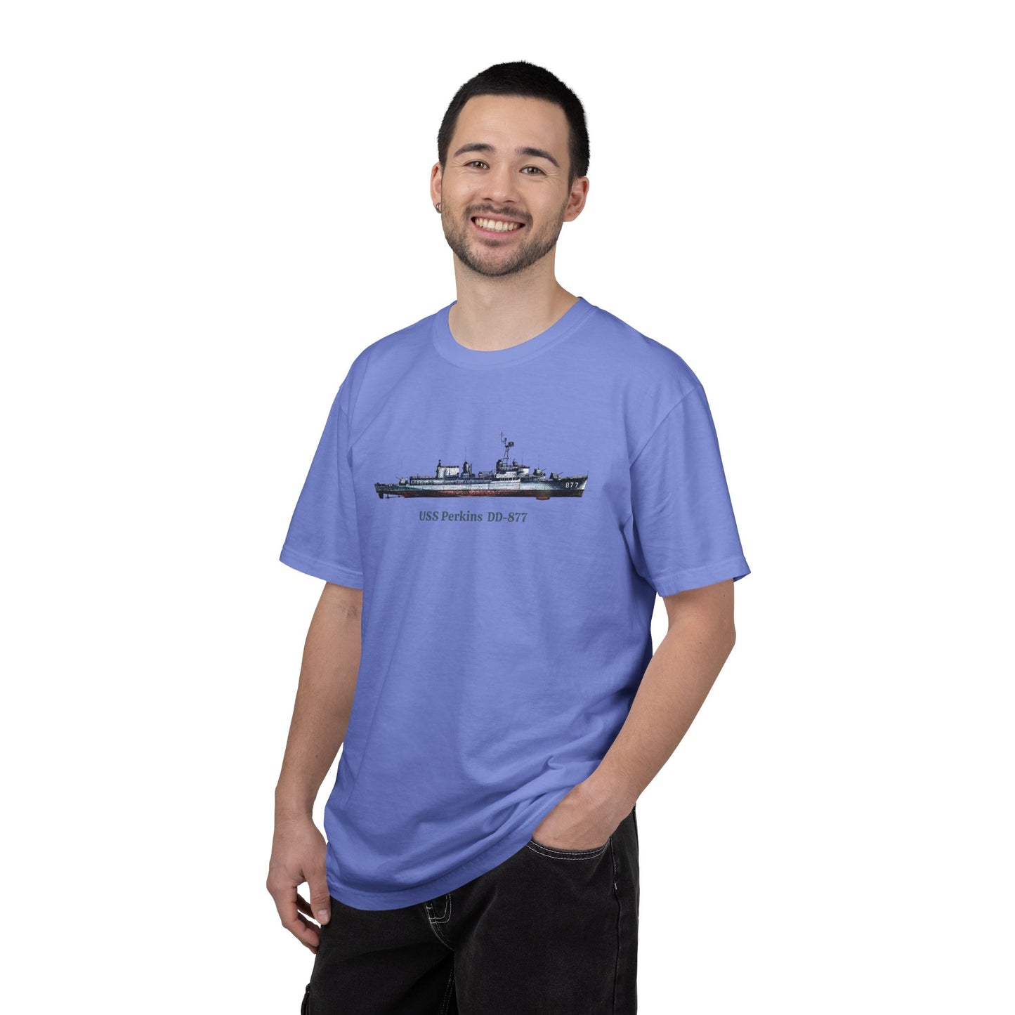 USS Perkins DD-877 Unisex Garment-Dyed T-shirt