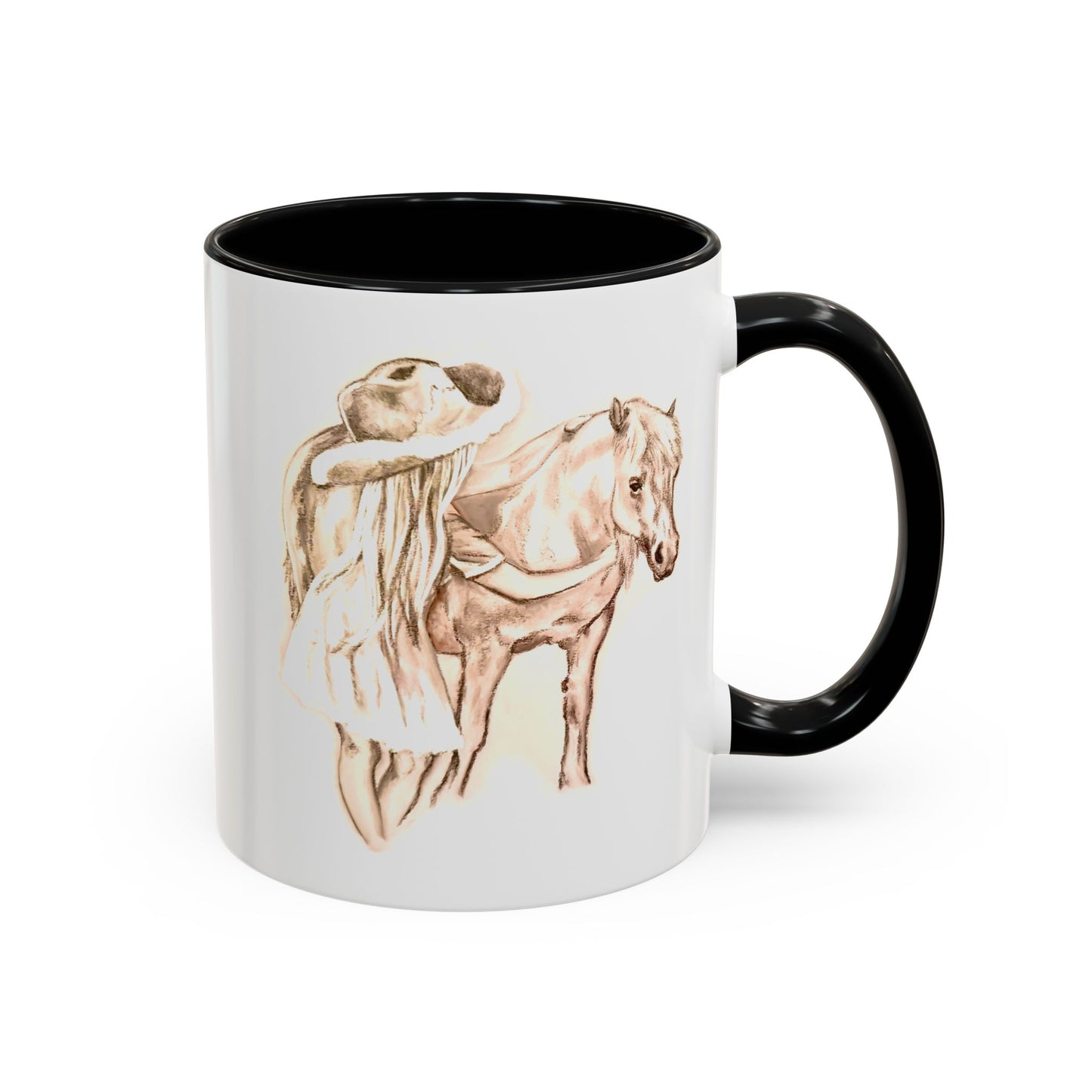 Horse and Little Girl Accent Coffee Mug, 11oz