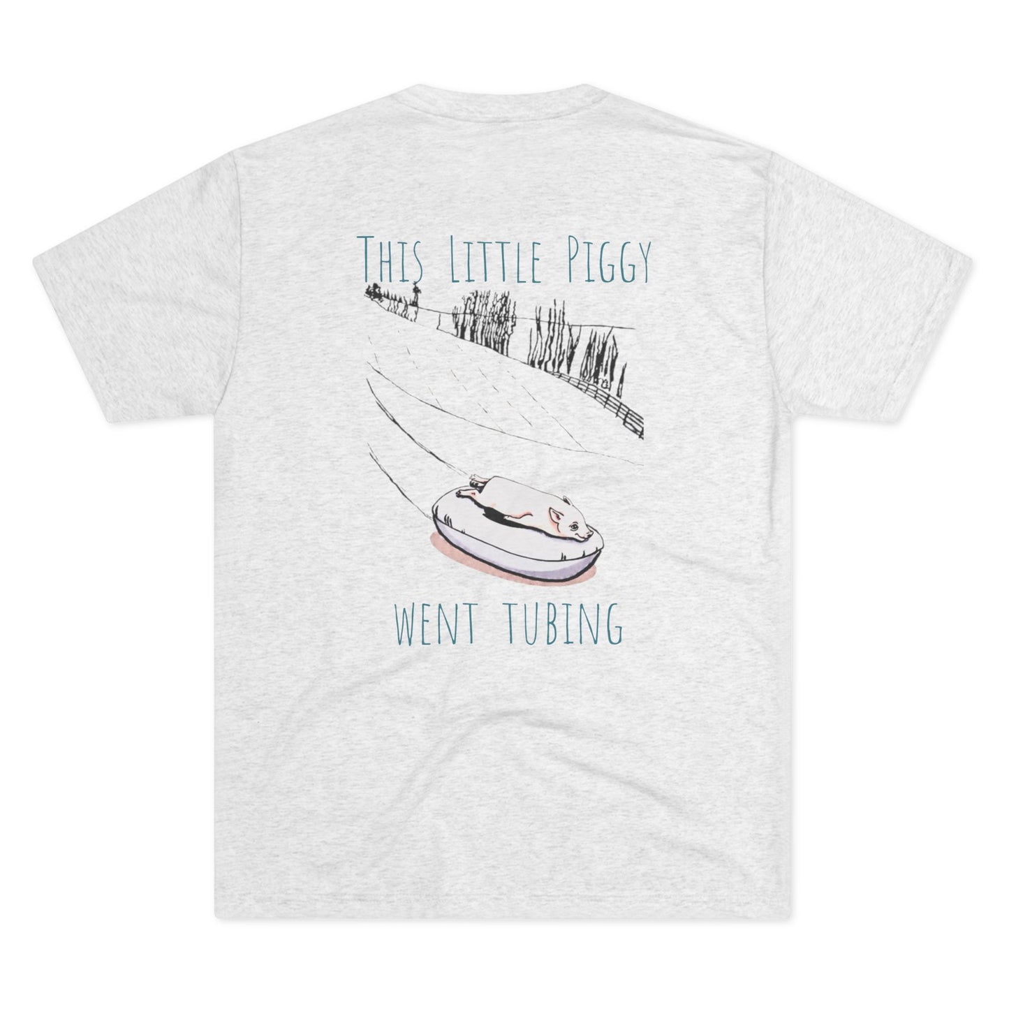 This Little Piggy Went Tubing Back Print Unisex Tri-Blend Crew Tee
