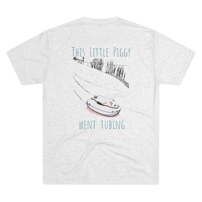 This Little Piggy Went Tubing Back Print Unisex Tri-Blend Crew Tee