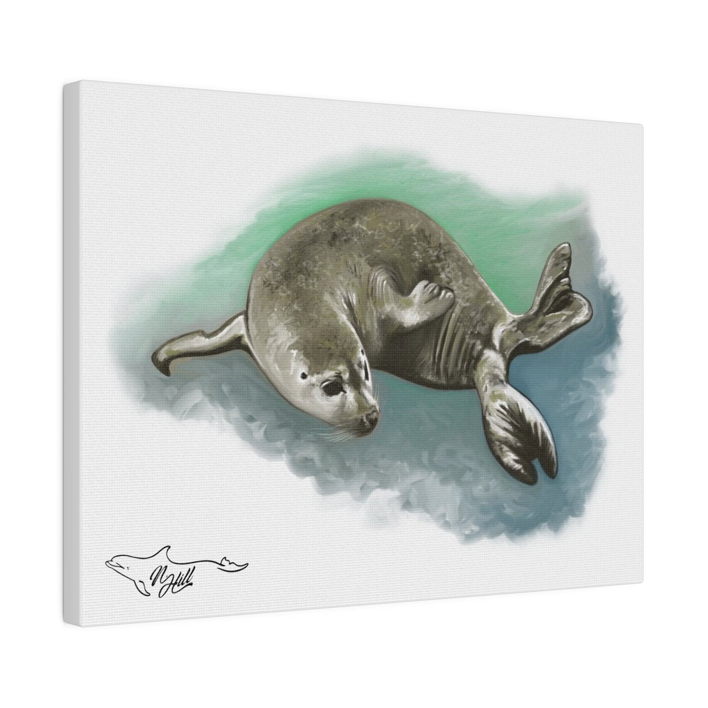 Harbor Seal Matte Canvas 12" x 9", Stretched, 0.75"