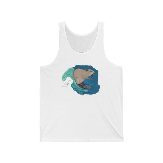 Surfing Beaver Unisex Jersey Tank