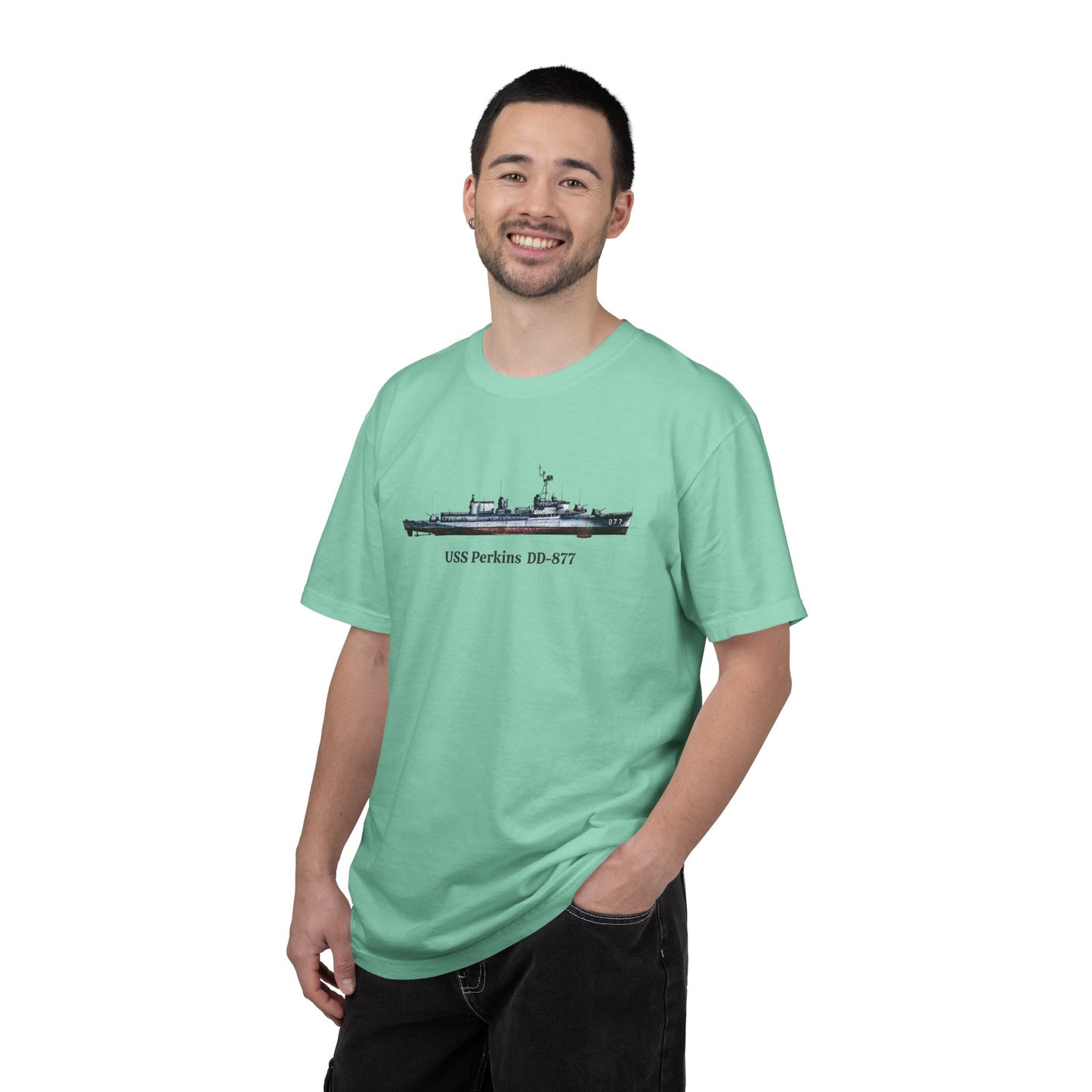 USS Perkins DD-877 Unisex Garment-Dyed T-shirt