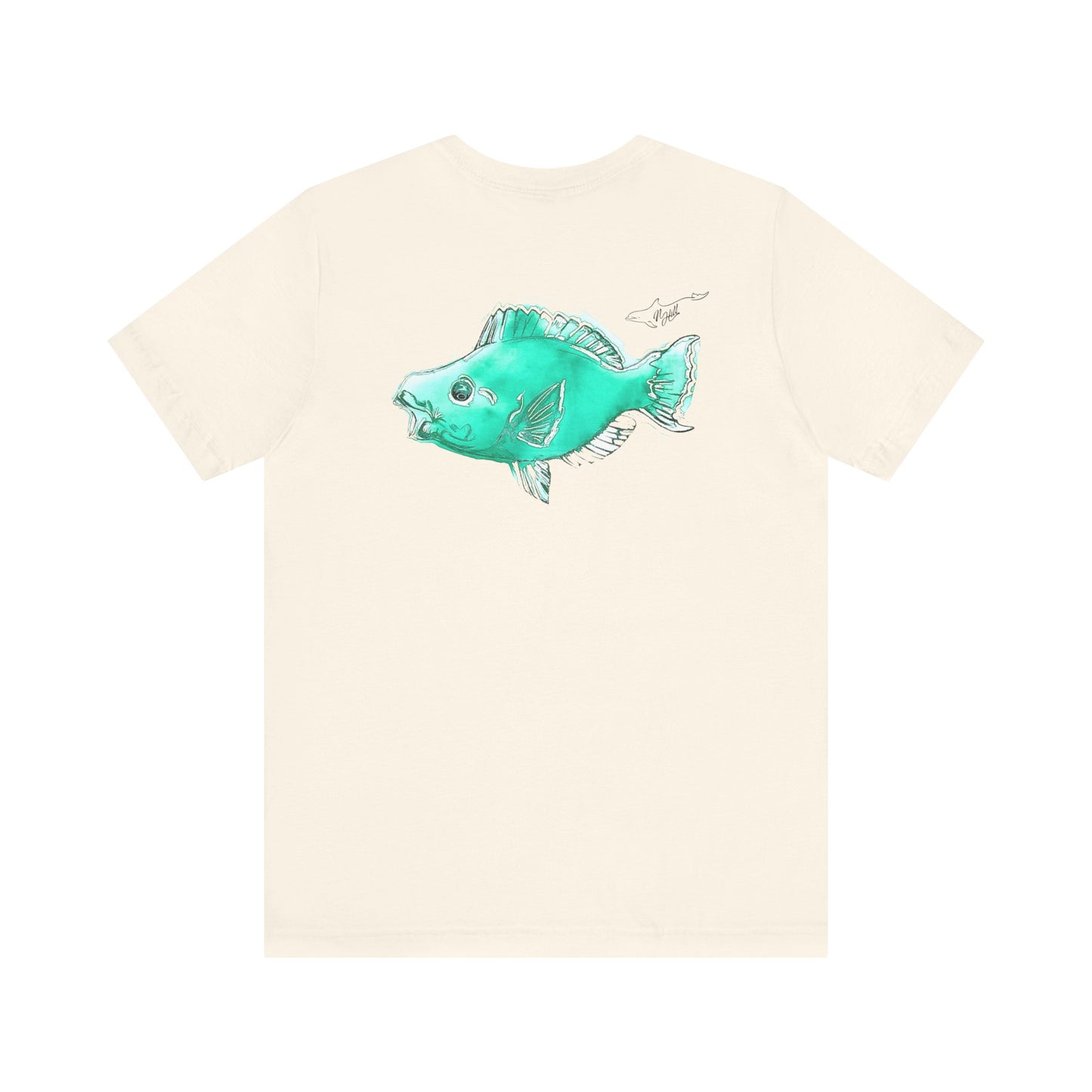 Blue Parrot Fish Unisex Jersey Short Sleeve Tee (Back Design)