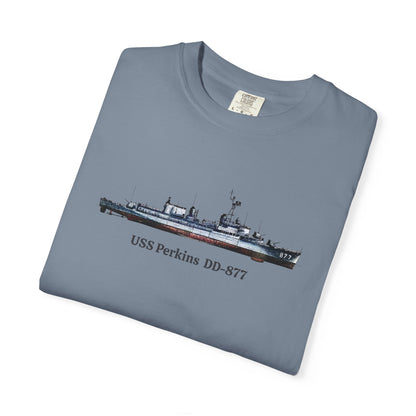USS Perkins DD-877 Unisex Garment-Dyed T-shirt