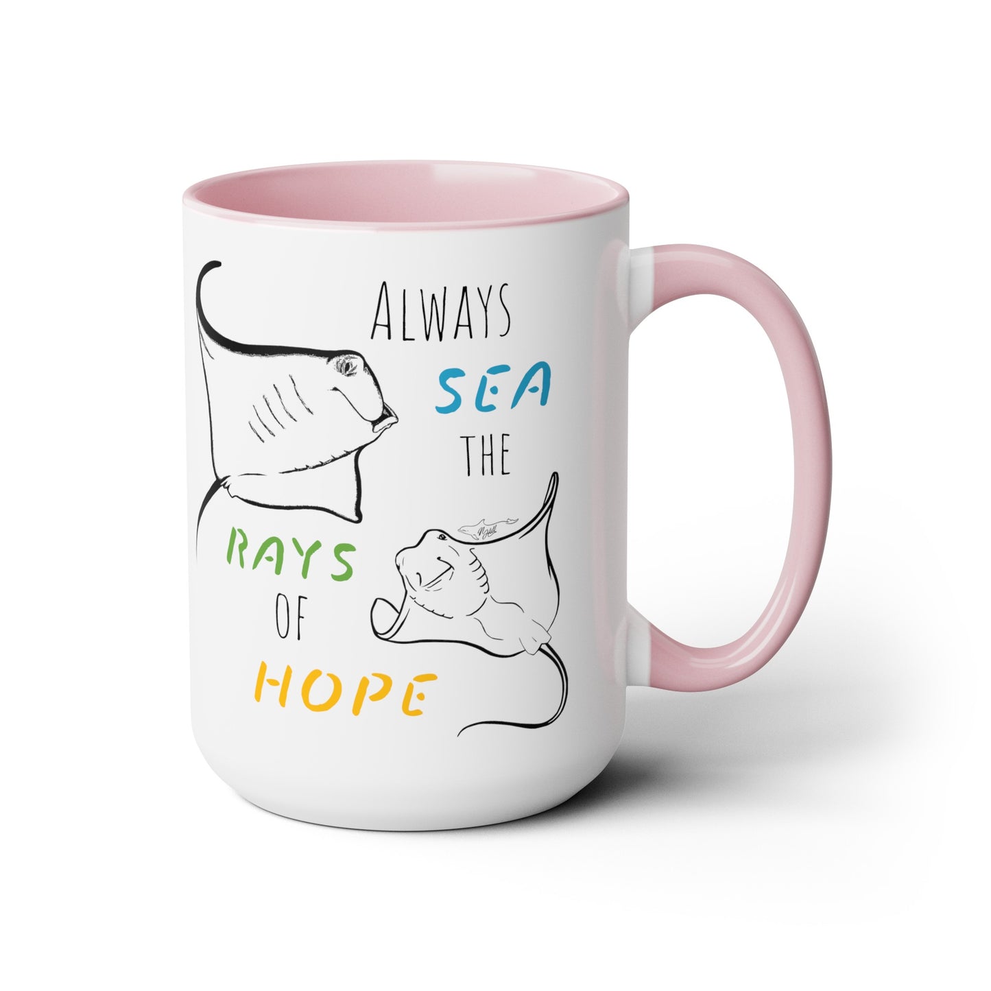 Sea Rays Two-Tone Coffee Mugs, 15oz