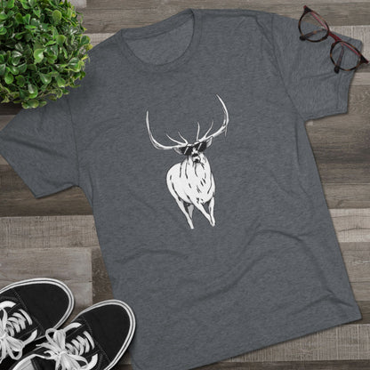 Bugling Elk in Sun Glasses Unisex Tri-Blend Crew Tee