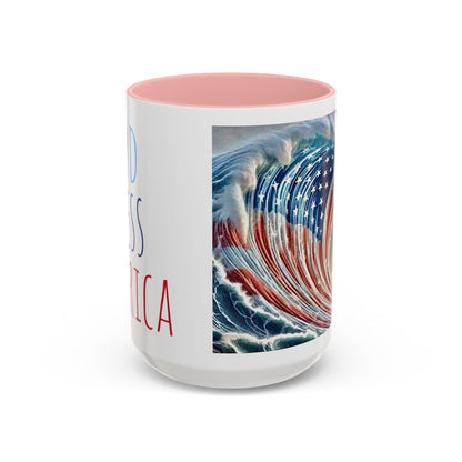 God Bless America Accent Coffee Mug 15oz