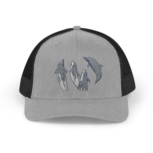 Bow Riding Dolphins Embroidered Snapback Trucker Cap