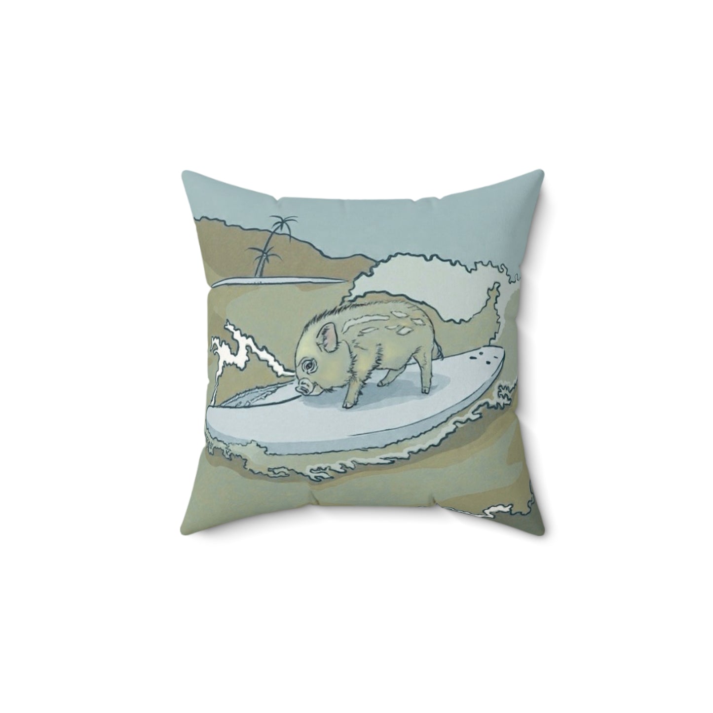 This Little Piggy went to the Beach Faux Suede Square Pillow