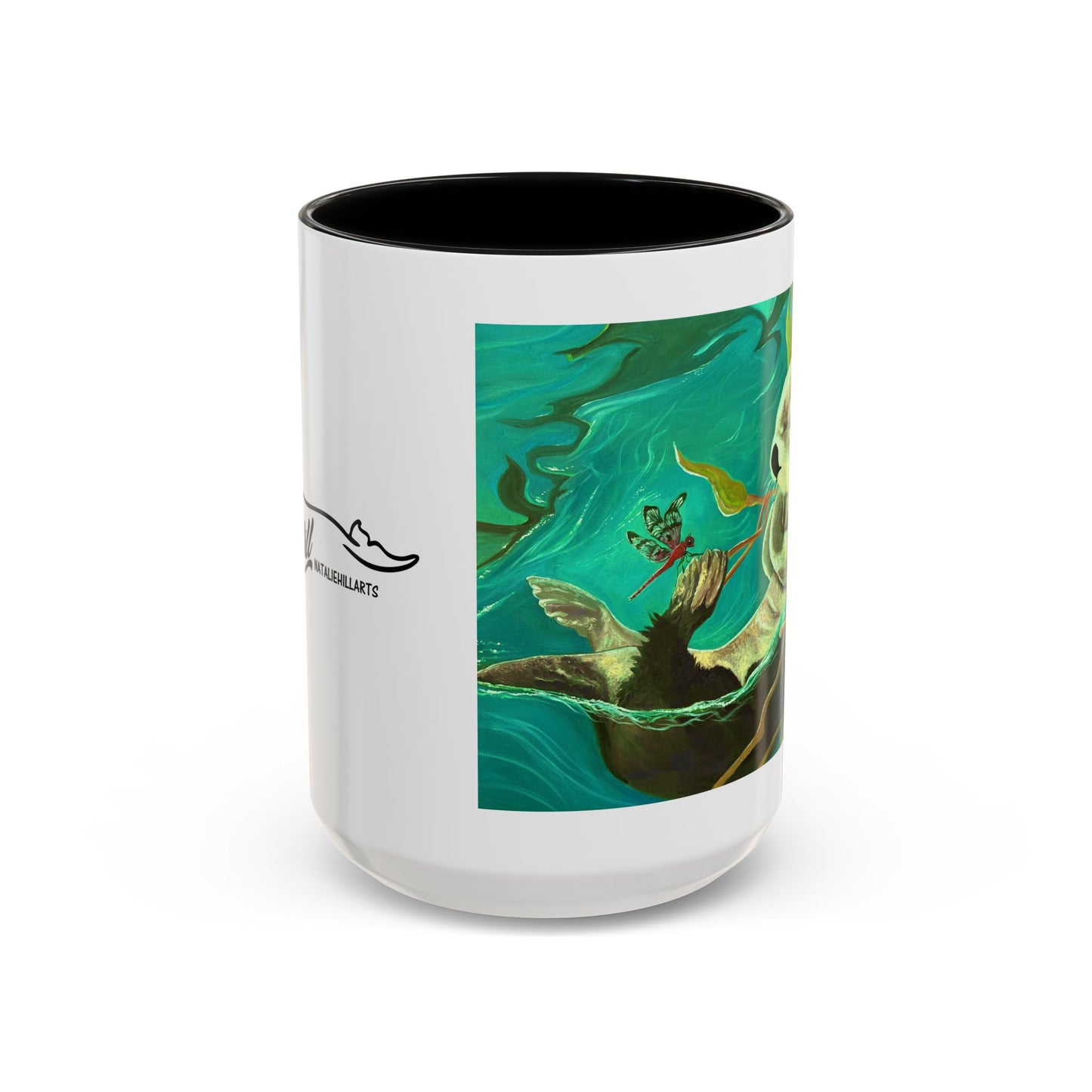 Otter and Dragonfly Accent Coffee Mug, 11oz