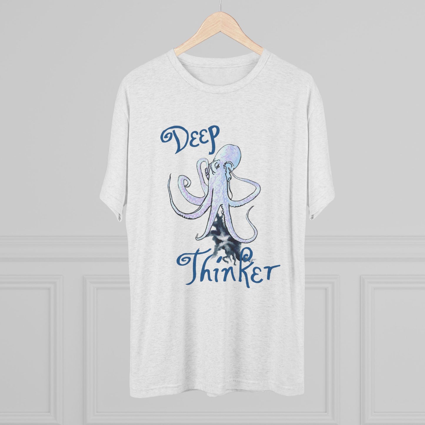 Deep Thinker Octopus Unisex Tri-Blend Crew Tee