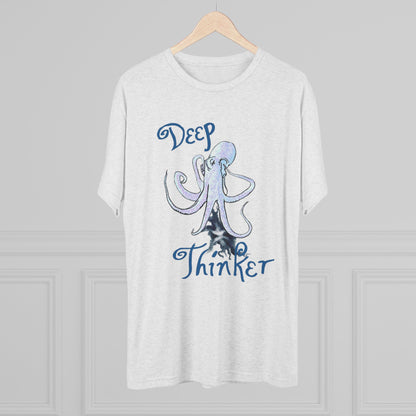 Deep Thinker Octopus Unisex Tri-Blend Crew Tee
