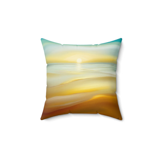 Beach Sunrise  Spun Polyester Square Pillow