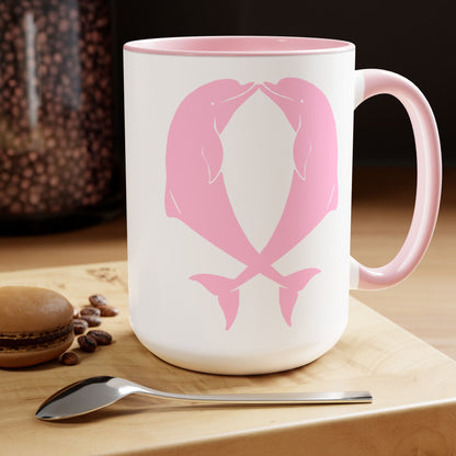 Breast Cancer Awareness Two-Tone Coffee Mugs, 15oz