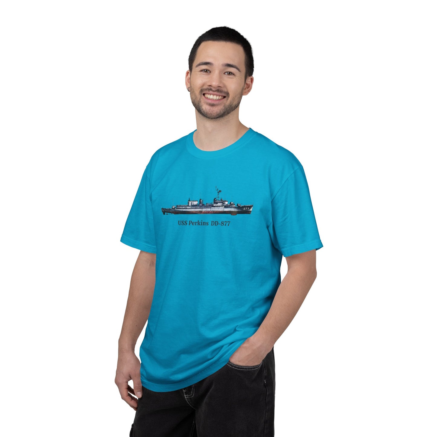 USS Perkins DD-877 Unisex Garment-Dyed T-shirt