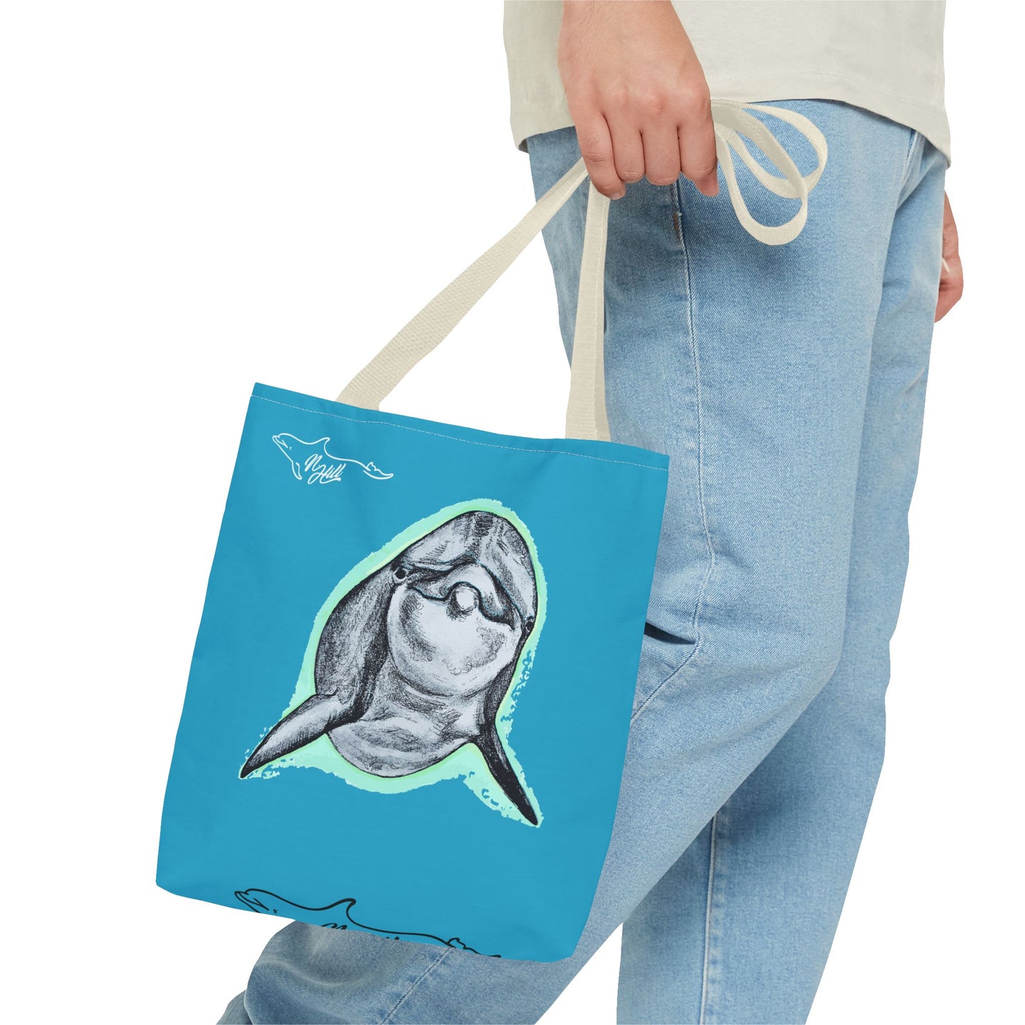 Curious Dolphin Tote Bag (AOP)