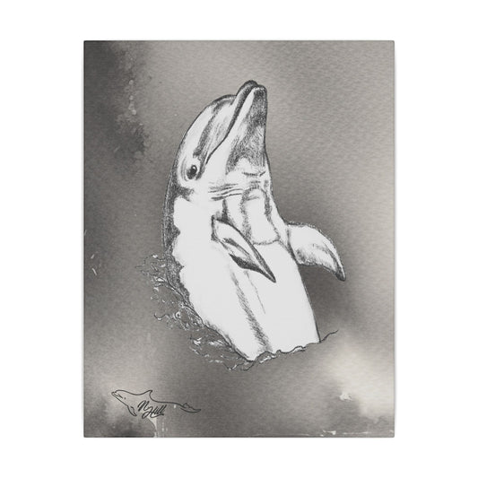 Dolphin Matte Canvas 11" x 14", Stretched, 0.75"