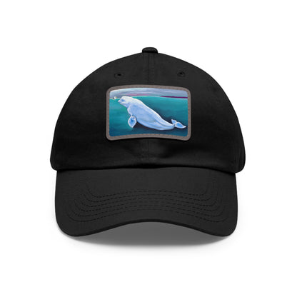 Beluga Whale Hvaldimir Hat with Leather Patch (Rectangle)