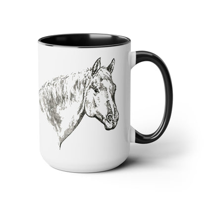 Horse Two-Tone Coffee Mugs, 15oz