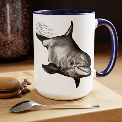 Dolphin Dive Two-Tone Coffee Mugs, 15oz