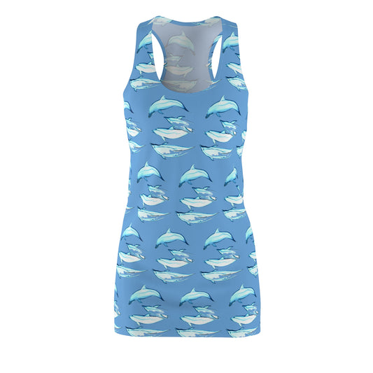 Dolphin Women's Cut & Sew Racerback Dress (AOP)