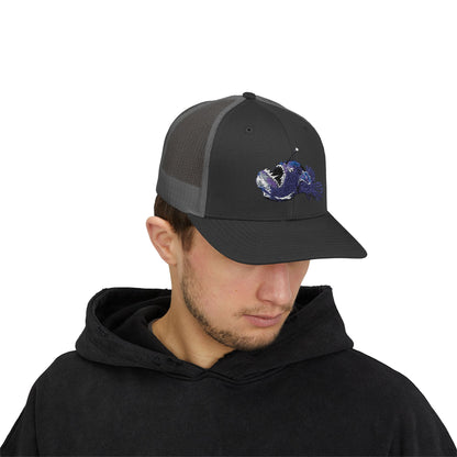 Angler Fish Embroidered Snapback Trucker Cap