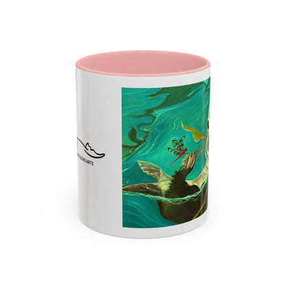 Otter and Dragonfly Accent Coffee Mug, 11oz