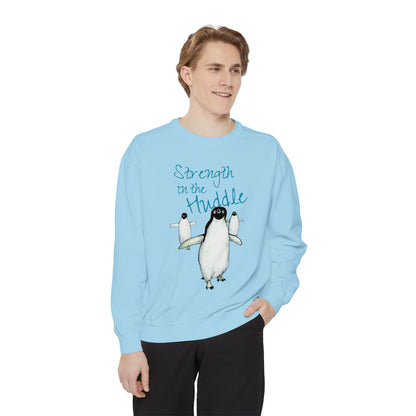Strength in the Huddle Adelie Penguin Unisex Garment-Dyed Sweatshirt
