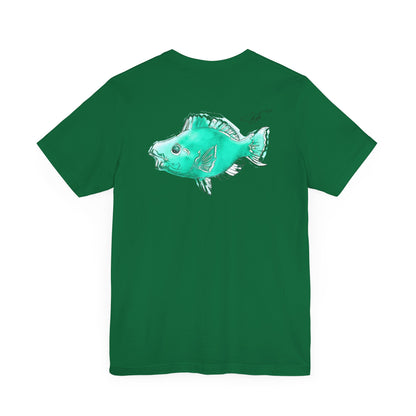 Blue Parrot Fish Unisex Jersey Short Sleeve Tee (Back Design)