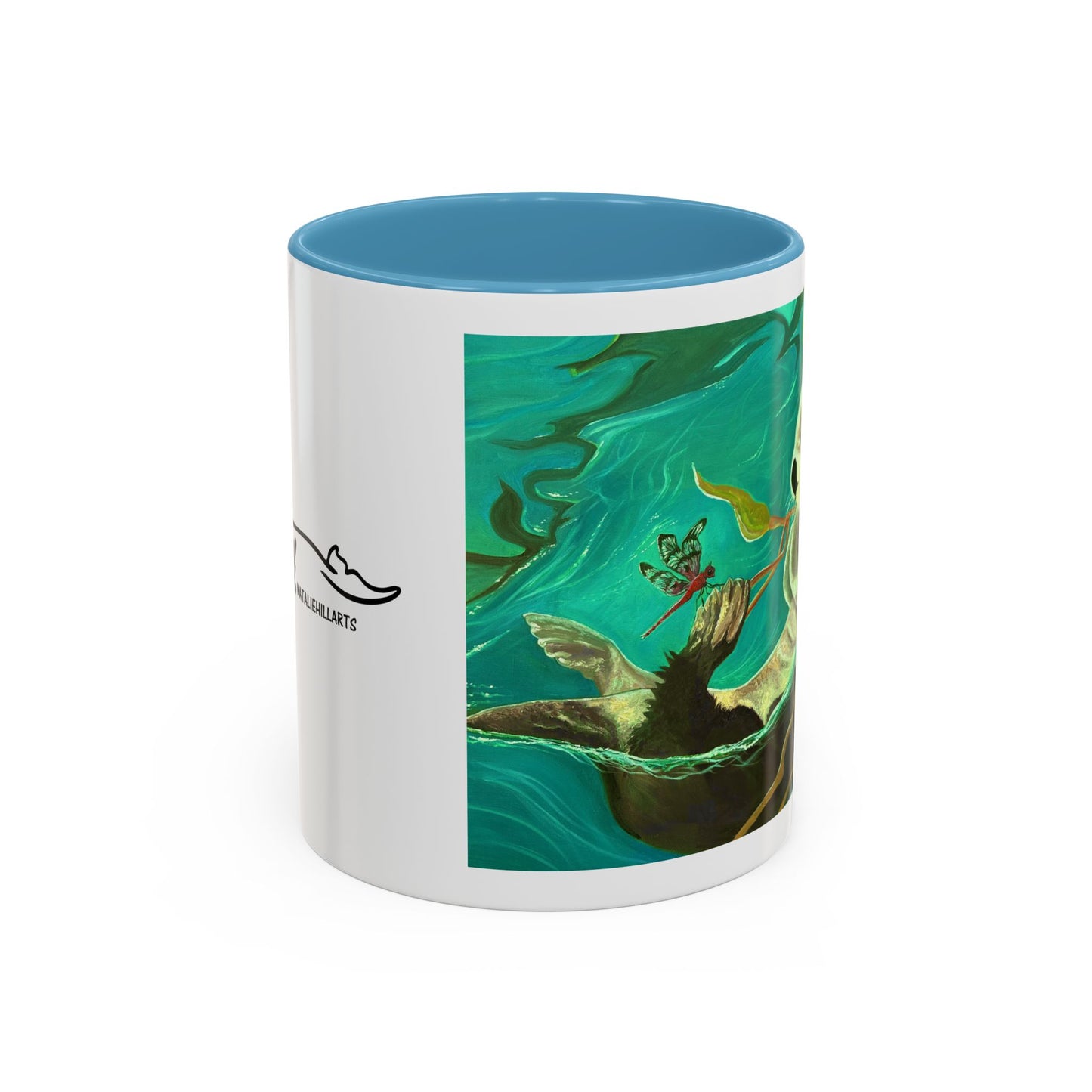Otter and Dragonfly Accent Coffee Mug, 11oz