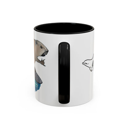 Surfing Beaver Accent Coffee Mug, 11oz