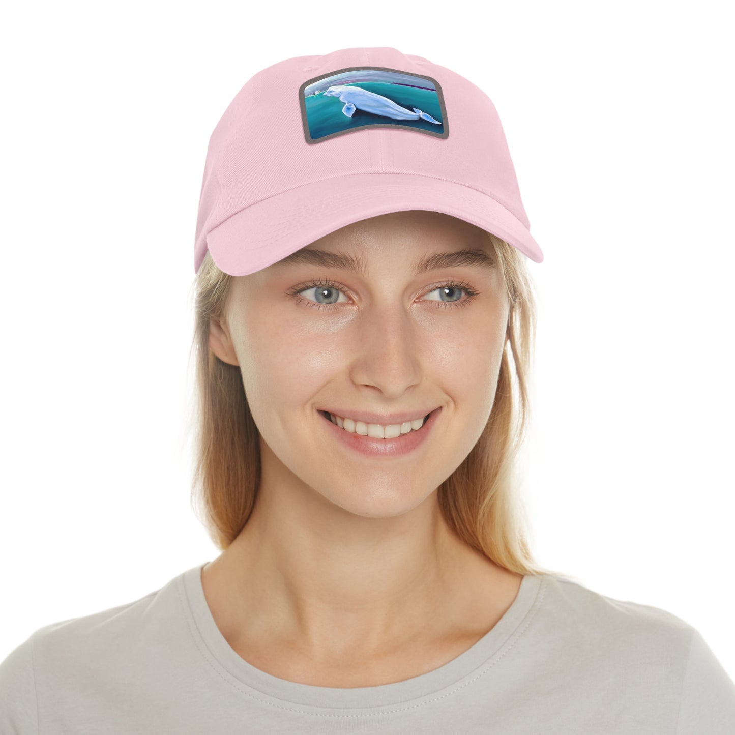 Beluga Whale Hvaldimir Hat with Leather Patch (Rectangle)