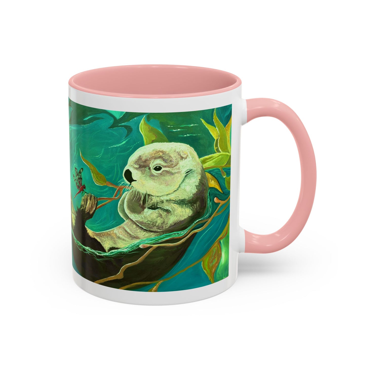 Otter and Dragonfly Accent Coffee Mug, 11oz