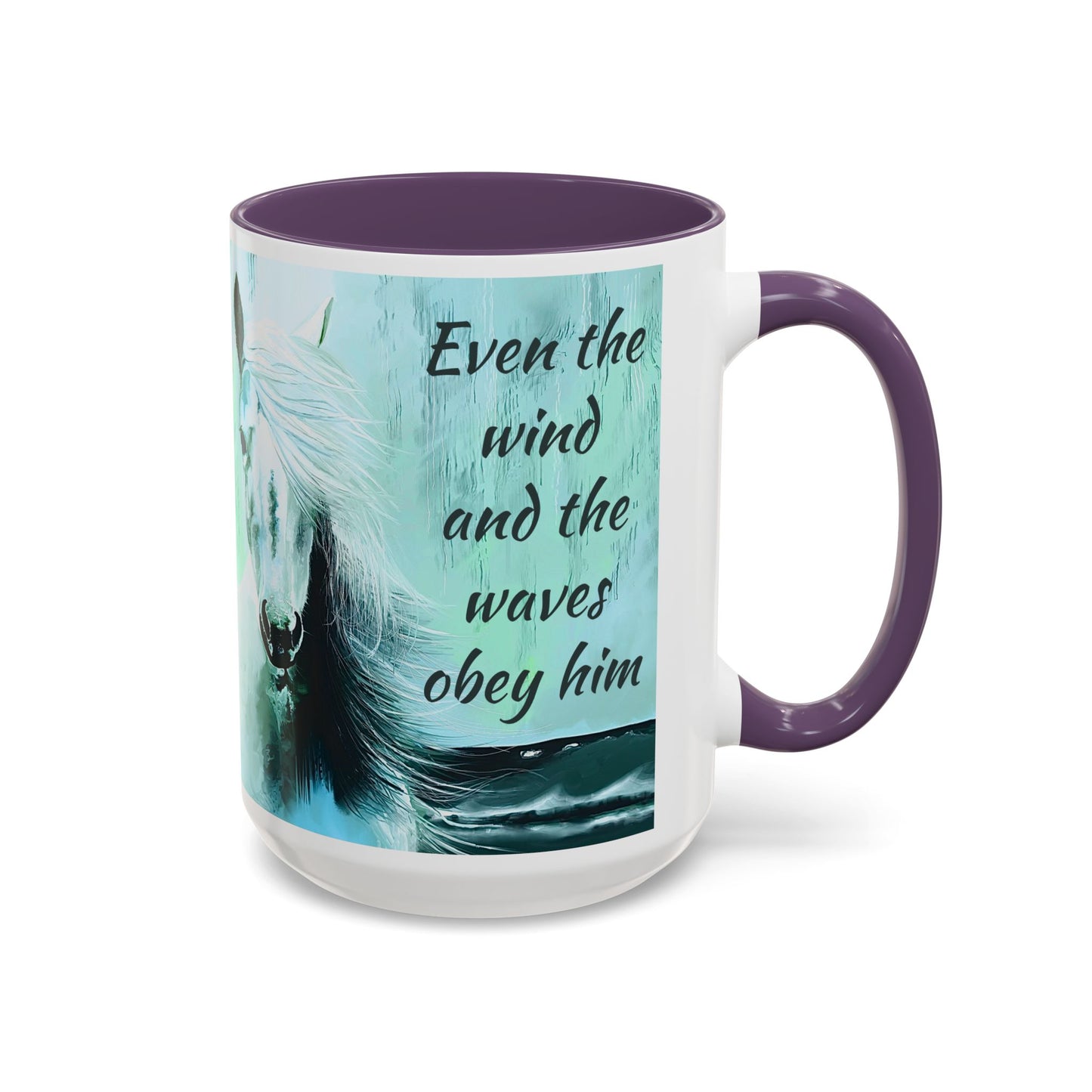 Even the Wind and the Waves Obey Him  Accent Coffee Mug (11, 15oz)